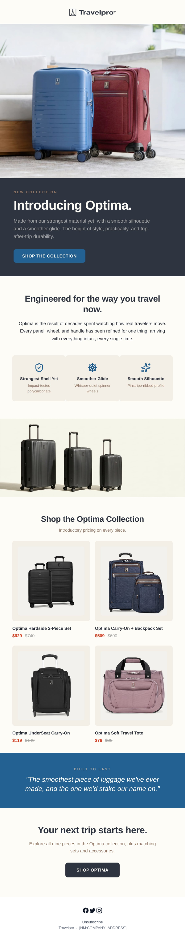 Travel Pro new product email